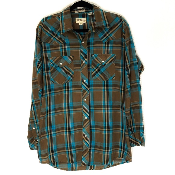 Sheplers Other - Vintage Shephlers Pearl Snap Plaid Long Sleeve Button Down Men’s M